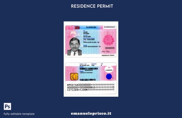 modello di permesso di soggiorno in Estonia in stile verificato